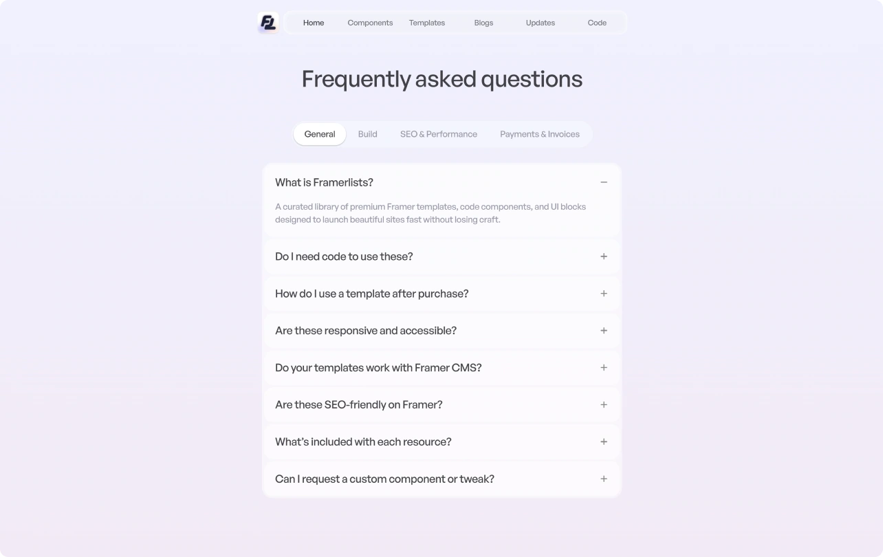 Framer Lists — Resource navigation