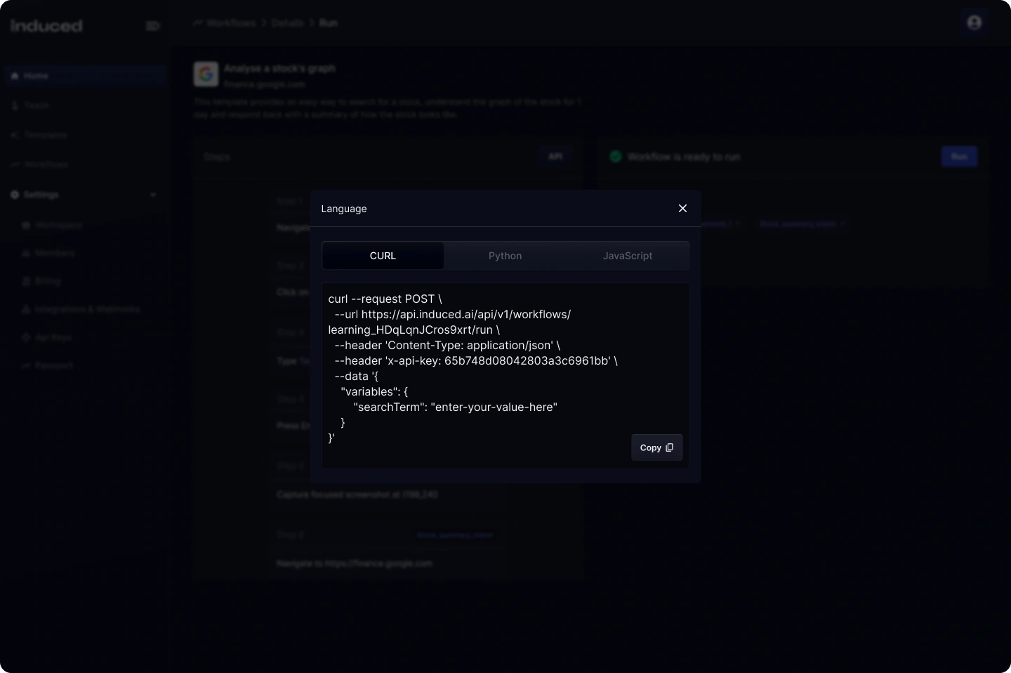 Induced AI — Workflow run
