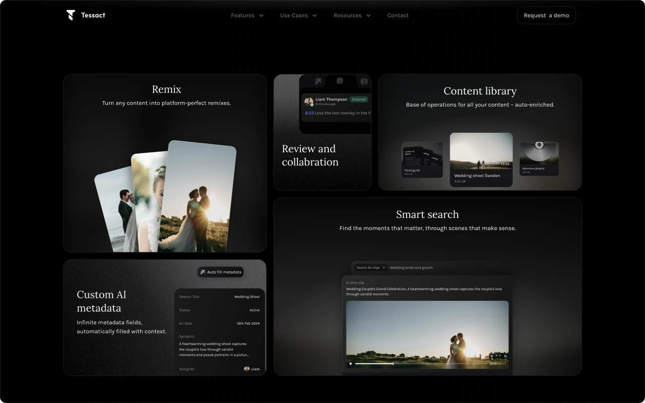 Tessact — Website features